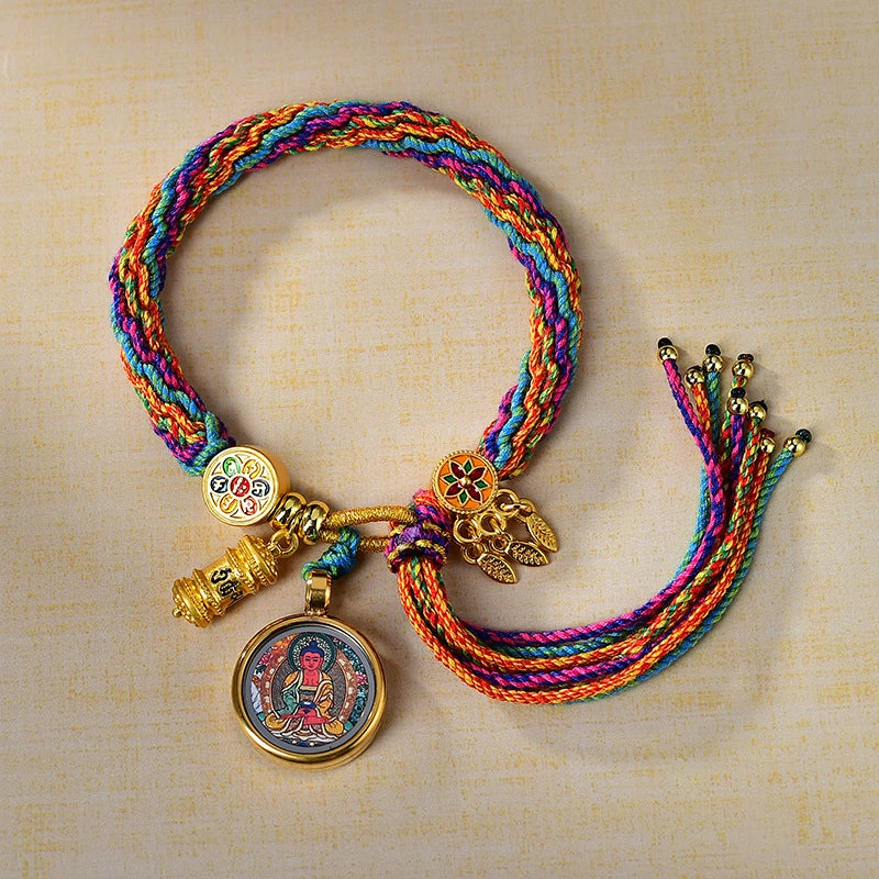 Amitabha Buddha - Handwoven Tibetan Thangka Blessing Bracelet