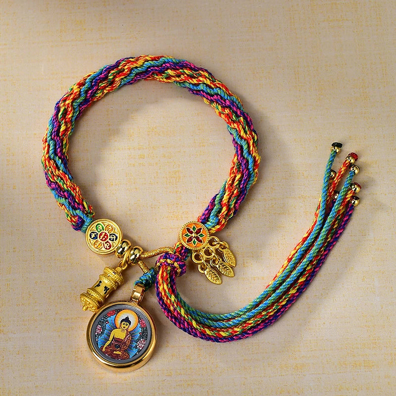Amitabha Buddha - Handwoven Tibetan Thangka Blessing Bracelet