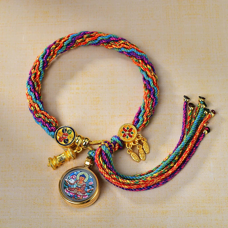 Amitabha Buddha - Handwoven Tibetan Thangka Blessing Bracelet