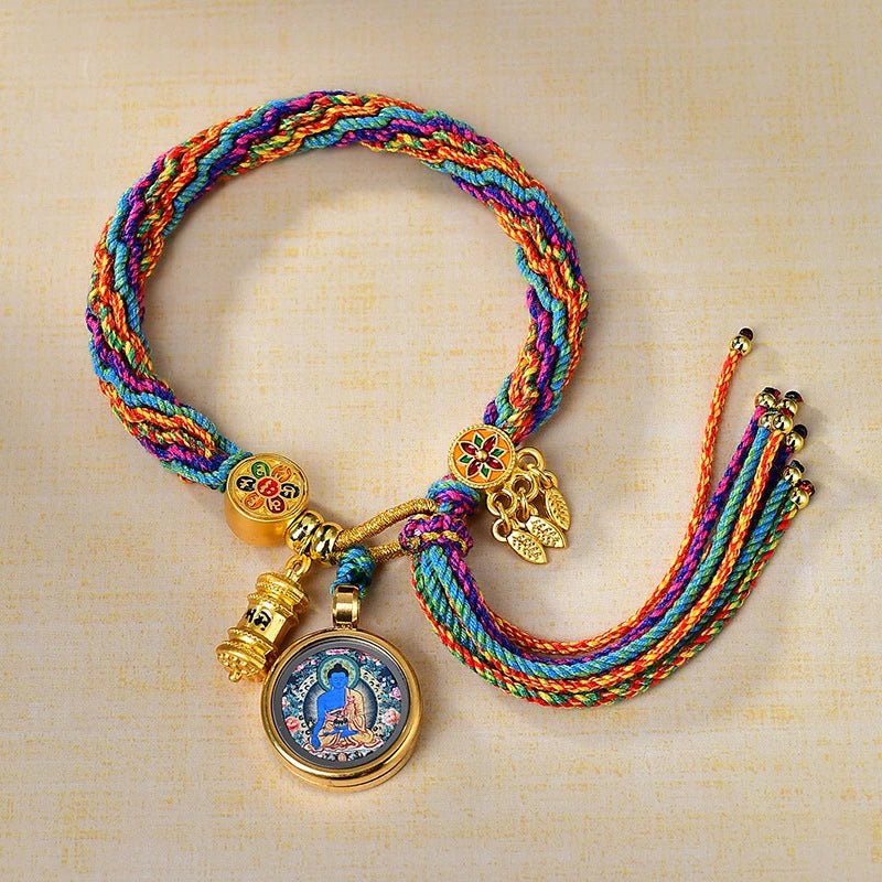 Medicine Buddha - Handwoven Tibetan Thangka Blessing Bracelet