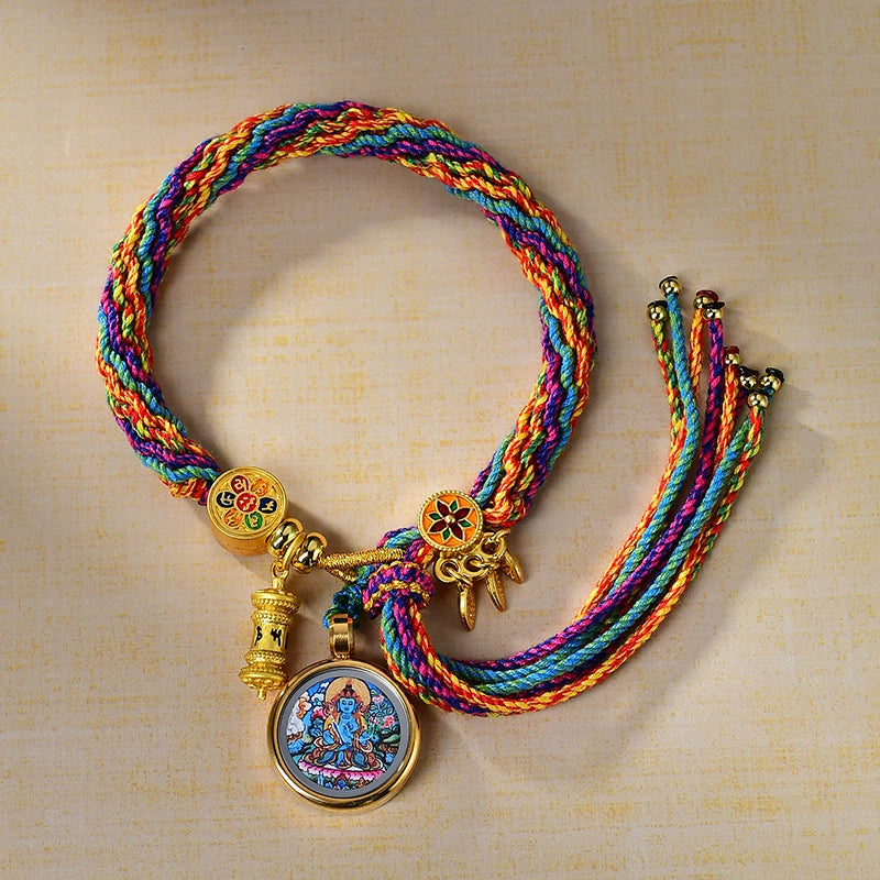 Akasagarbha Bodhisattva - Handwoven Tibetan Thangka Blessing Bracelet
