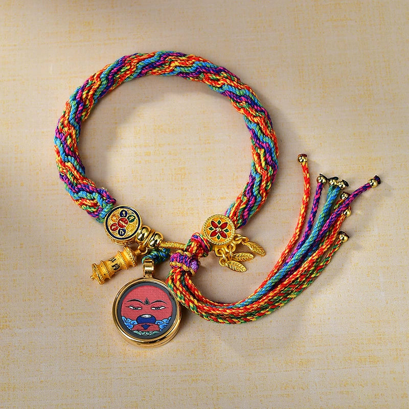 Amitabha Buddha (Eye of Wisdom) - Handwoven Tibetan Thangka Blessing Bracelet