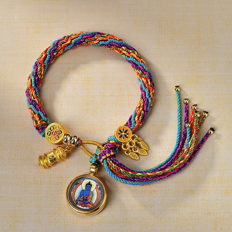 Medicine Buddha - Handwoven Tibetan Thangka Blessing Bracelet