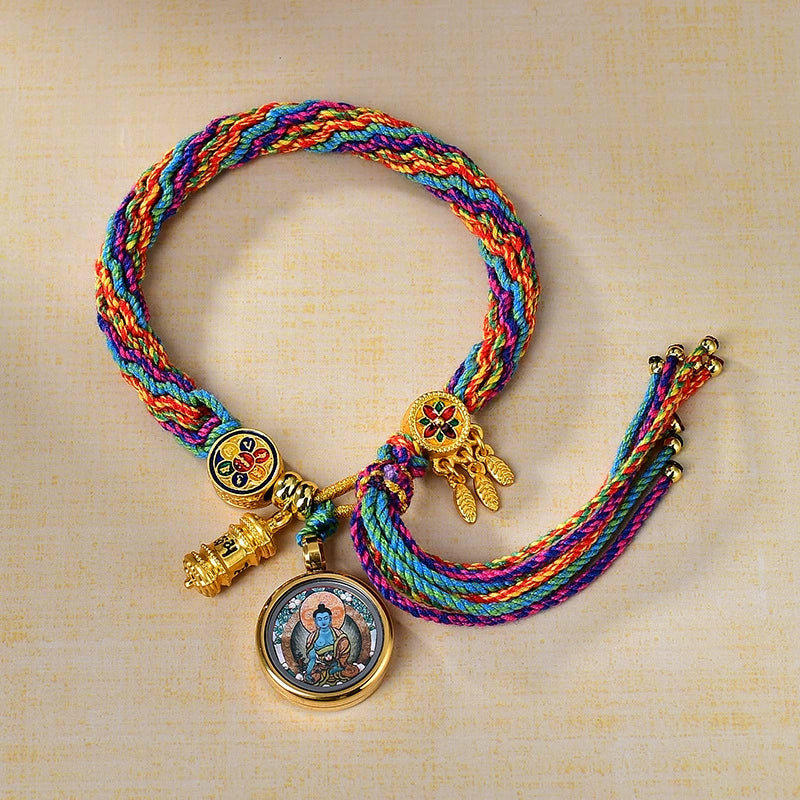 Medicine Buddha - Handwoven Tibetan Thangka Blessing Bracelet