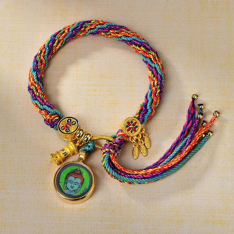 Medicine Buddha - Handwoven Tibetan Thangka Blessing Bracelet