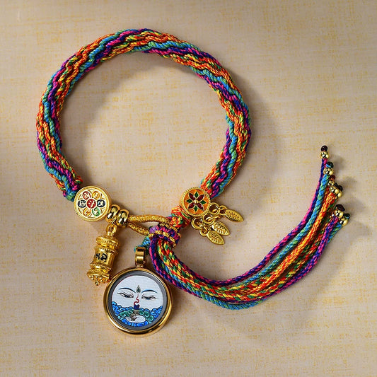 Samantabhadra Bodhisattva (Eye of Wisdom) - Handwoven Tibetan Thangka Blessing Bracelet