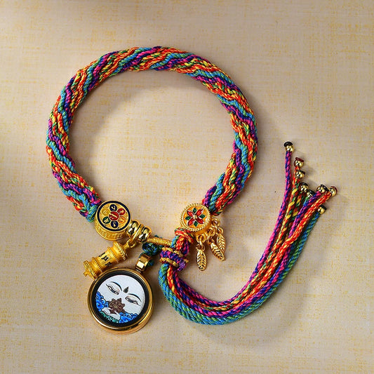 Vairocana Buddha (Eye of Wisdom) - Handwoven Tibetan Thangka Blessing Bracelet