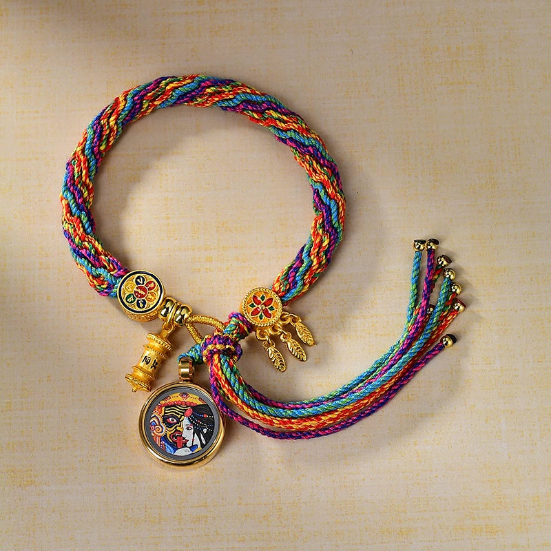 Zakhi Lhamo (Past and Present Life) - Handwoven Tibetan Thangka Blessing Bracelet
