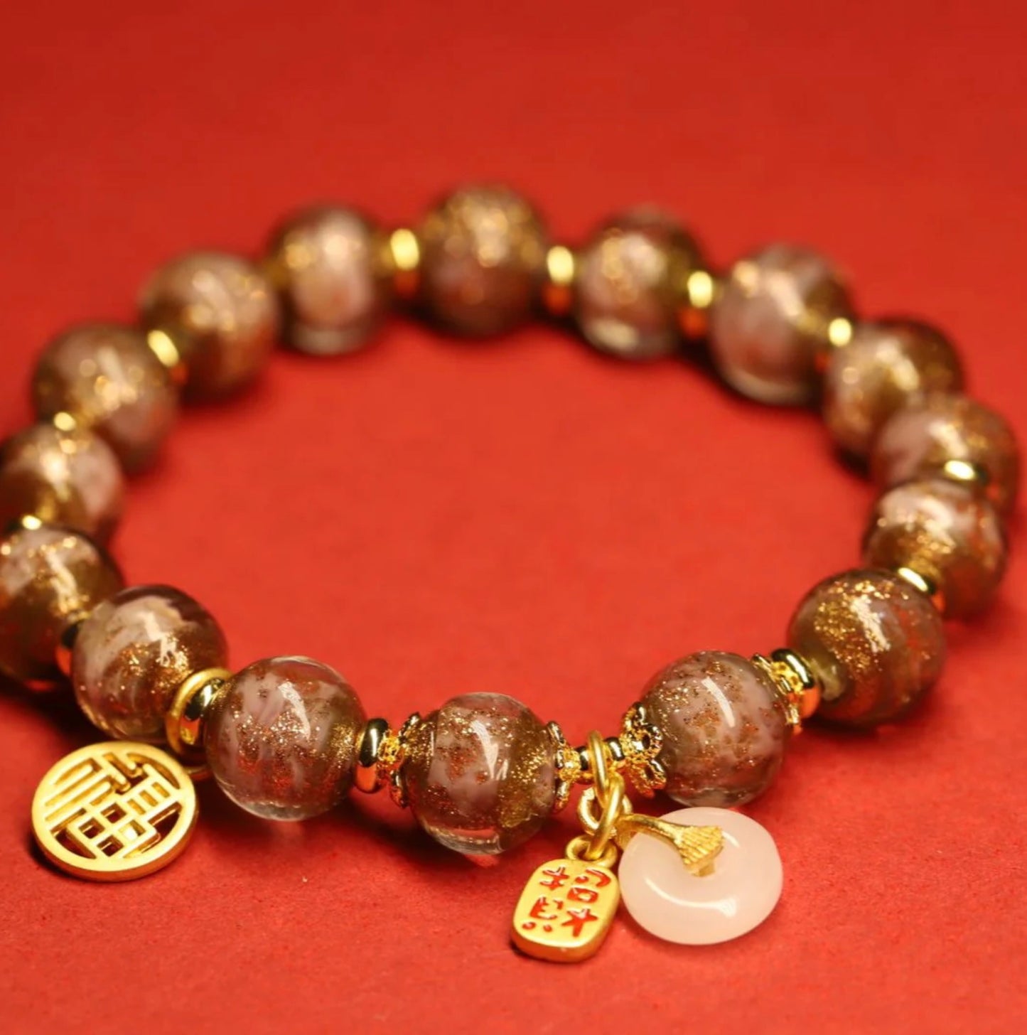 Thangka Buddha Purple Gold Incense Ash Liuli Bracelet - Thangka Store