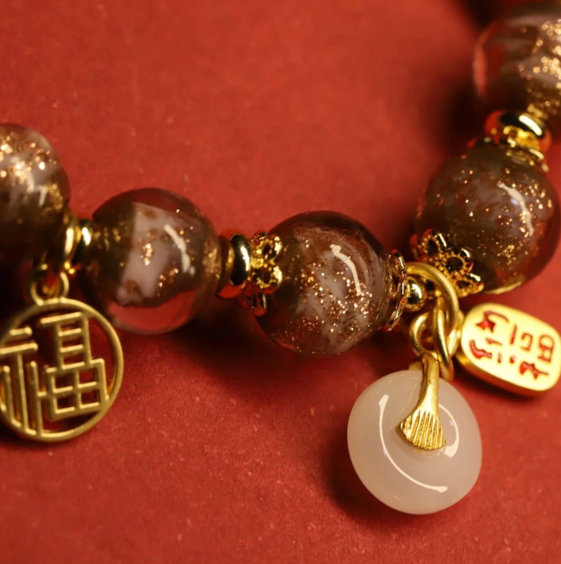 Thangka Buddha Purple Gold Incense Ash Liuli Bracelet - Thangka Store