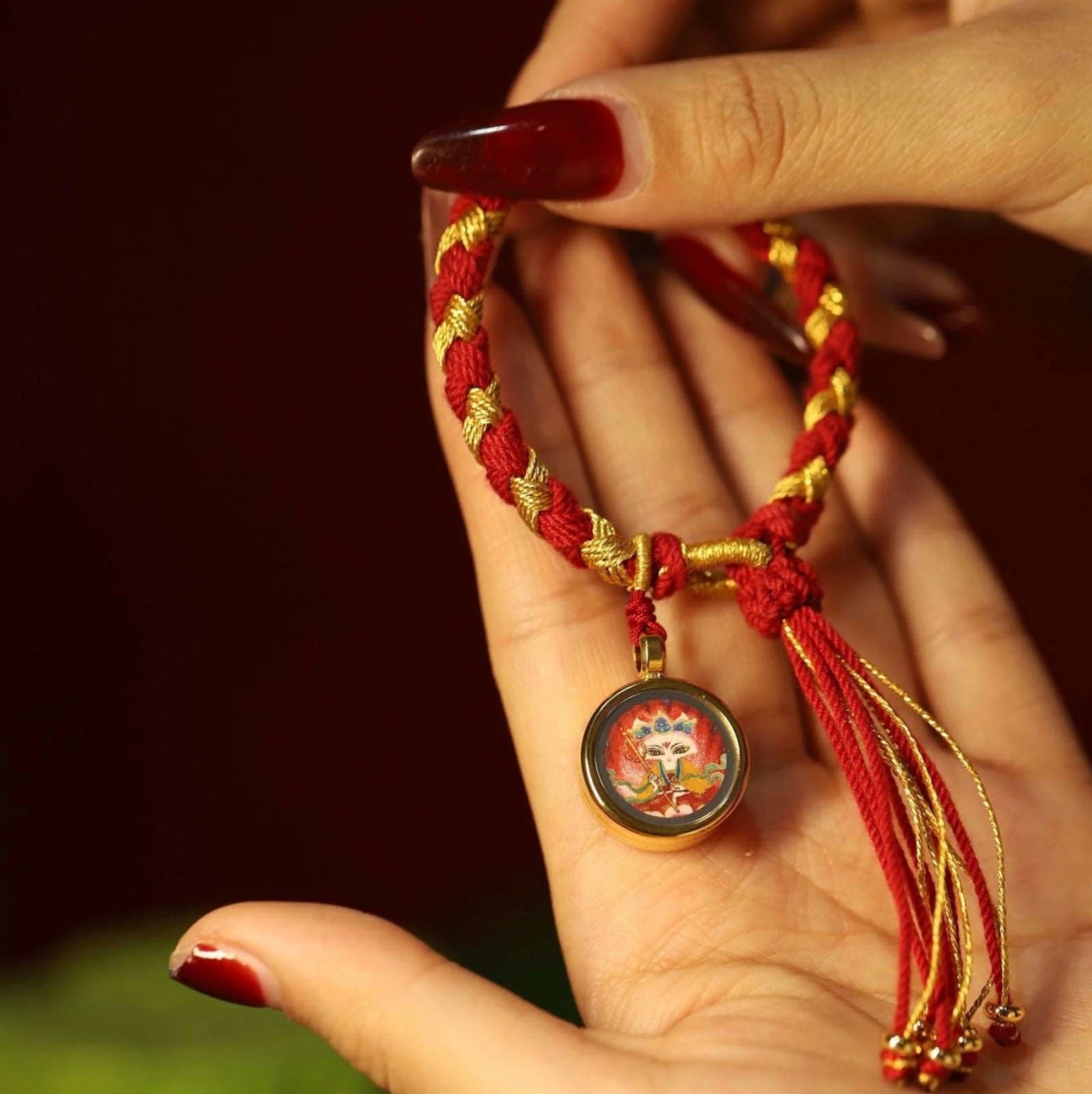 Thangka Buddha Handmade Tibetan Braided Bracelet with Mini Fox Fairy Thangka Charm - Thangka Store