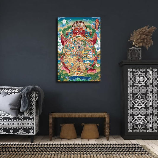 YjanzP Tibetan Wheel of Life Mandala Thangka Poster Wall Art Canvas Painting Posters and Prints Wall Art - Thangka Store