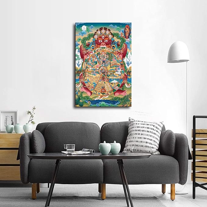 YjanzP Tibetan Wheel of Life Mandala Thangka Poster Wall Art Canvas Painting Posters and Prints Wall Art - Thangka Store